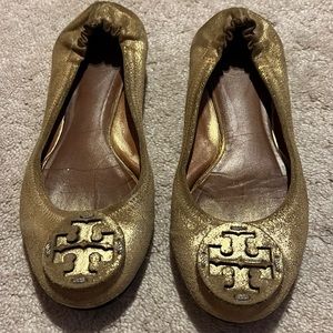 The original Reva ballet flats, Tory Burch gold flats, good used condition